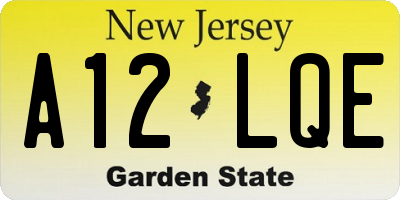 NJ license plate A12LQE