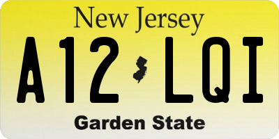 NJ license plate A12LQI