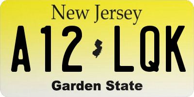 NJ license plate A12LQK