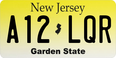 NJ license plate A12LQR