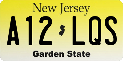 NJ license plate A12LQS