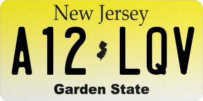 NJ license plate A12LQV