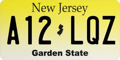 NJ license plate A12LQZ