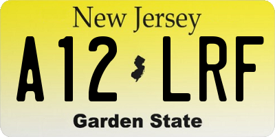 NJ license plate A12LRF