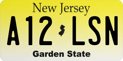 NJ license plate A12LSN