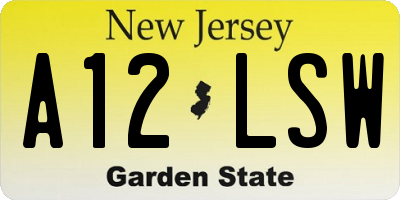 NJ license plate A12LSW