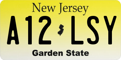 NJ license plate A12LSY