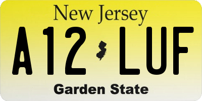 NJ license plate A12LUF