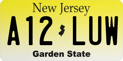 NJ license plate A12LUW