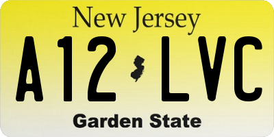 NJ license plate A12LVC