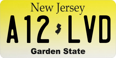 NJ license plate A12LVD