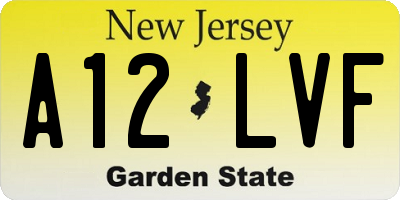 NJ license plate A12LVF