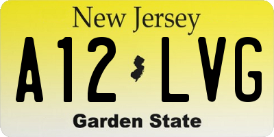 NJ license plate A12LVG
