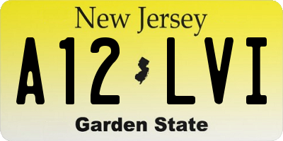 NJ license plate A12LVI
