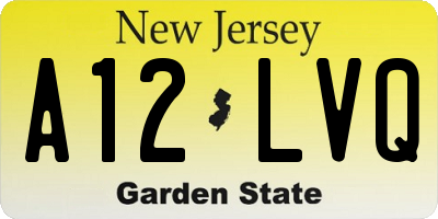 NJ license plate A12LVQ