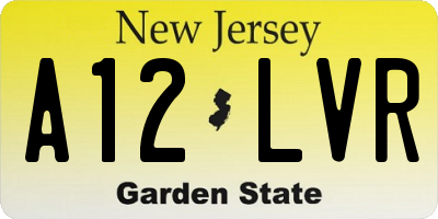 NJ license plate A12LVR