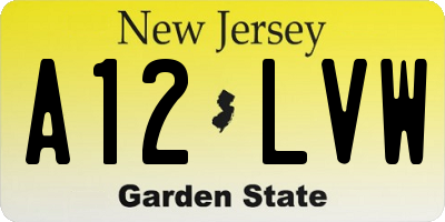 NJ license plate A12LVW
