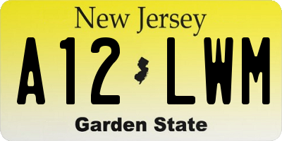 NJ license plate A12LWM