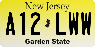 NJ license plate A12LWW
