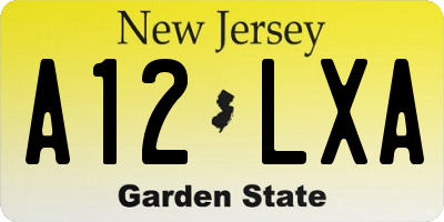 NJ license plate A12LXA