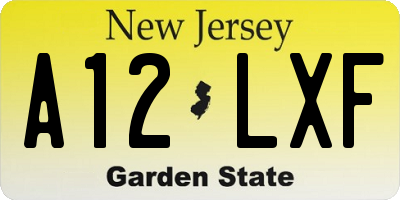 NJ license plate A12LXF