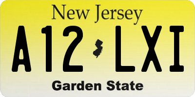 NJ license plate A12LXI
