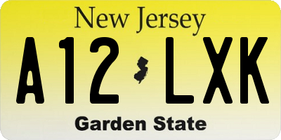 NJ license plate A12LXK