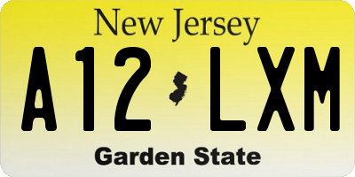 NJ license plate A12LXM