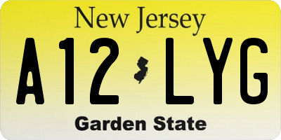 NJ license plate A12LYG