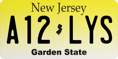 NJ license plate A12LYS