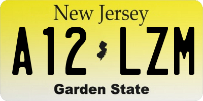 NJ license plate A12LZM
