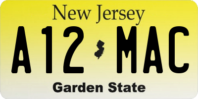 NJ license plate A12MAC