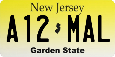 NJ license plate A12MAL