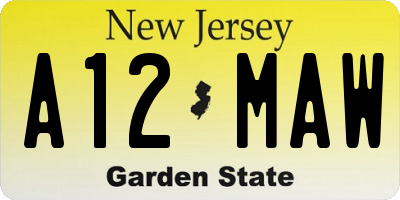 NJ license plate A12MAW