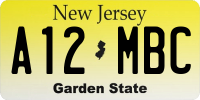 NJ license plate A12MBC
