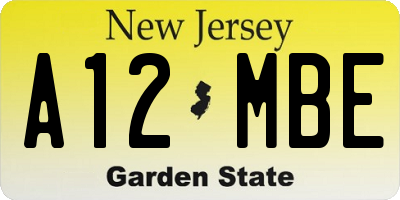NJ license plate A12MBE
