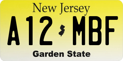 NJ license plate A12MBF