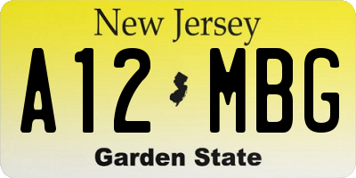 NJ license plate A12MBG