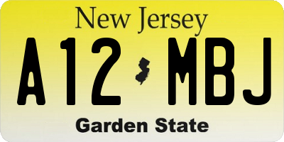 NJ license plate A12MBJ