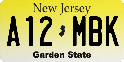 NJ license plate A12MBK