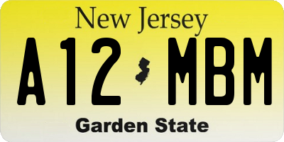NJ license plate A12MBM