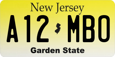 NJ license plate A12MBO