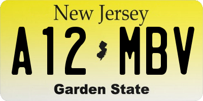 NJ license plate A12MBV