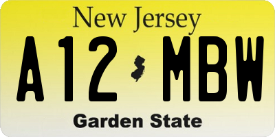 NJ license plate A12MBW