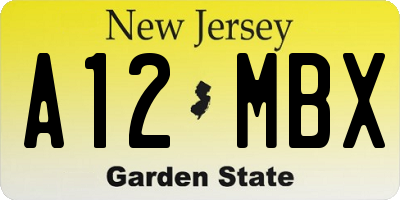 NJ license plate A12MBX
