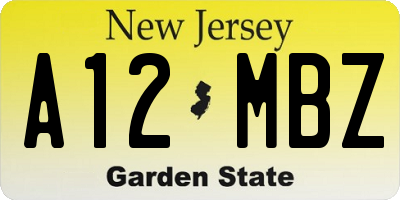 NJ license plate A12MBZ