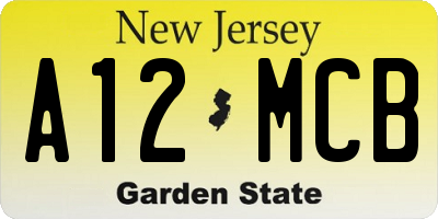 NJ license plate A12MCB