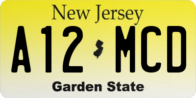 NJ license plate A12MCD