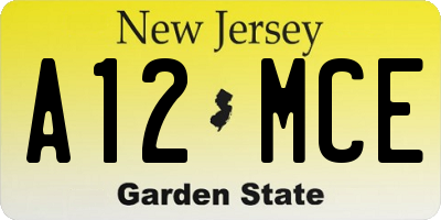 NJ license plate A12MCE