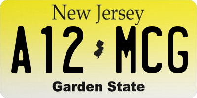 NJ license plate A12MCG